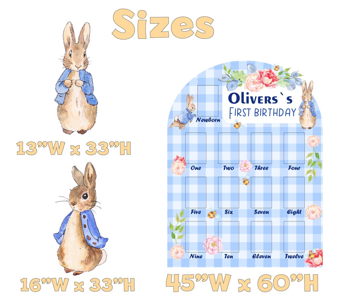 Personalized Blue Peter Rabbit Photo Board, Milestone, Boys First ...