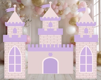 Large Purple 3 PC Castle Cutout, First Birthday, Fantasy, Princess Castle, Girls Baby Shower, Castle Backdrop, Princess Party