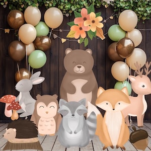 Ritaglio di animali del bosco, decorazione di compleanno di animali del bosco, centrotavola acquerellati, decorazione per baby shower nel bosco, temi per il primo compleanno