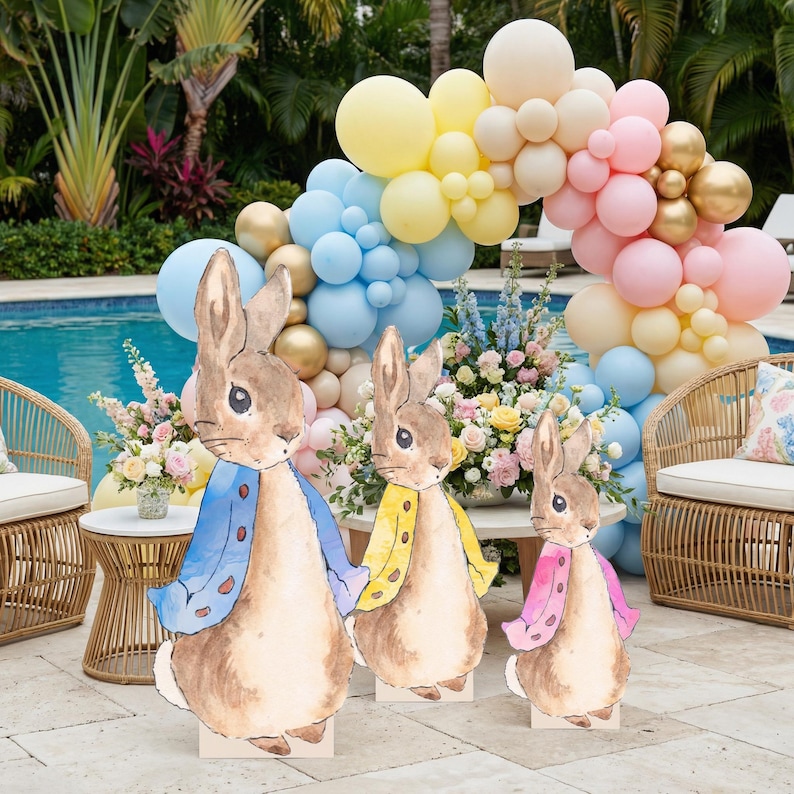 Peter Rabbit Cutout Decoration, Rabbit Baby Shower Decor, Backdrop Decor, Yard Sign Art, Garden Decor,Easter Bunny Art,Rabbit Garden Stakes image 5