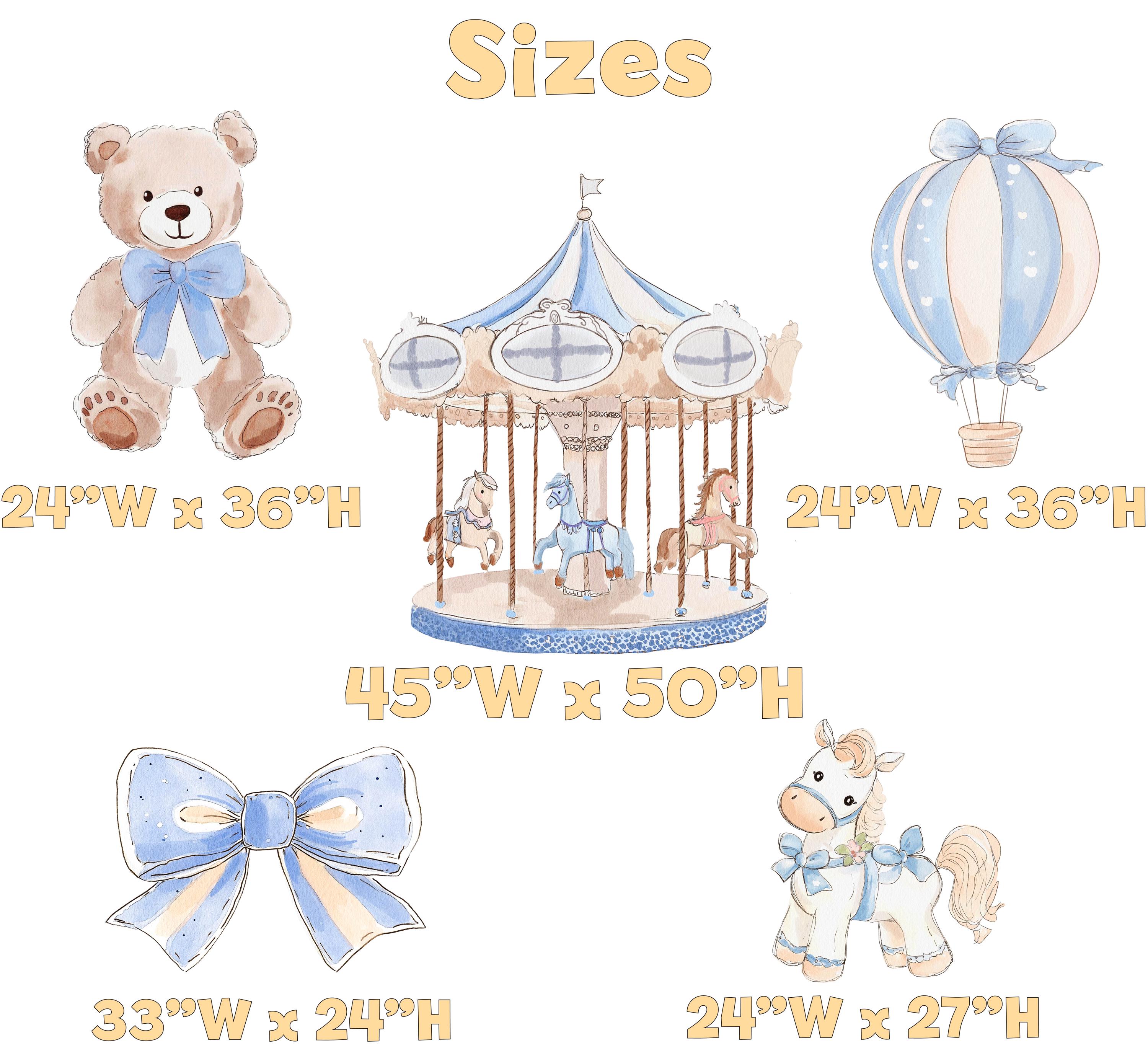Blue Teddy Bear Cutouts, Boy Baby Shower Decoration, Hot Air Balloon ...