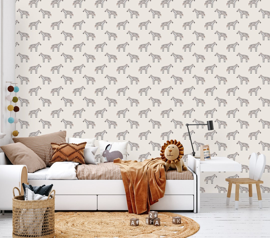 Zebras Pattern Wallpaper Removable Wallpaper Mural Peel & Etsy