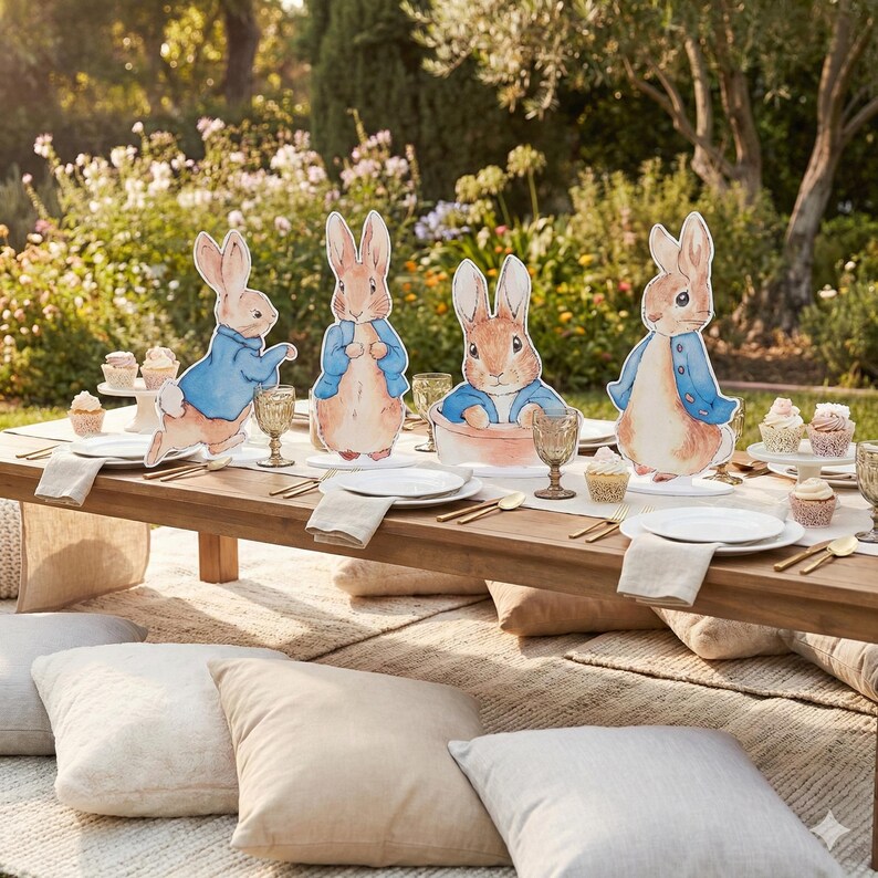 Blue Peter Rabbit Double-sided Table Centerpieces Set 4, Bunny Baby ...