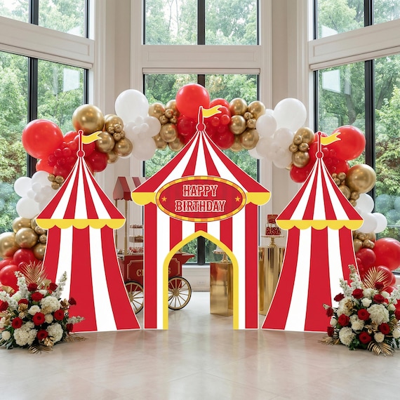 Red Circus Party Cutouts, Carnival Baby Shower, 1st Birthday Decor,…