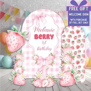 Berry First Birthday Cutouts, Strawberry Backdrop, Sweet Party Decorations, Sweet One, 1st birthday,  Berry 1st Birthday, Welcome Sign, Prop