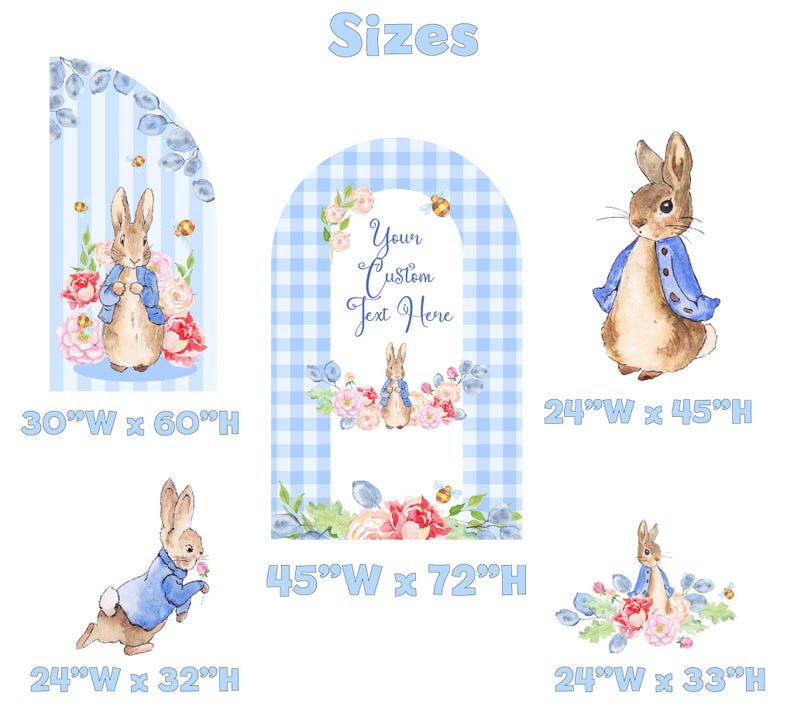 Blue Floral Peter Rabbit Cutout, Boys Baby Shower Decor, 1st Birthday ...
