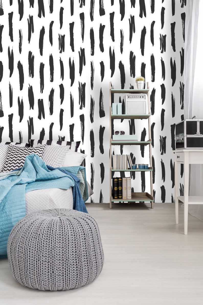 Removable Wallpaper Mural Peel /& Stick Black and White Strokes