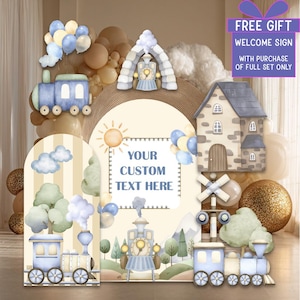 Train Birthday Party Cutout, Boys Birthday, Train Backdrop, Choo Choo I&#39;m Two Party Decor, 2nd Birthday, Personalized Birthday, Welcome Sign