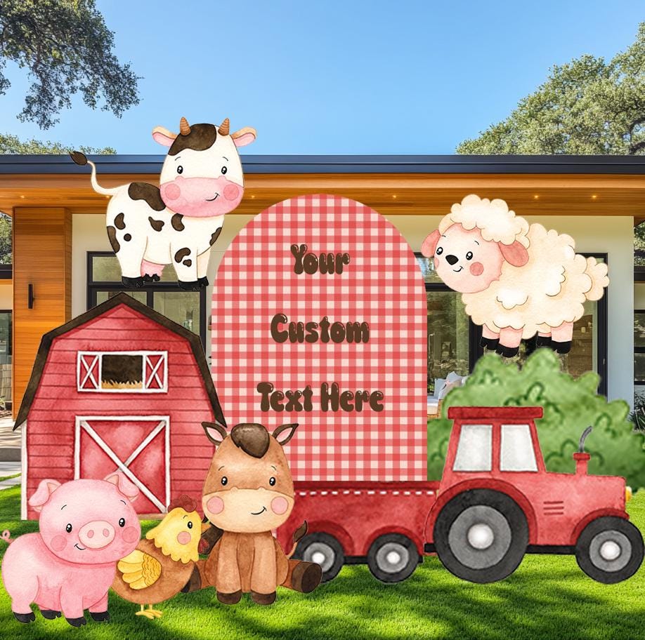 Farm Animals Cutouts Set, Ranch Animals Party, Barnyard Birthday Prop, Farm Animal Standee, Baby Shower,Farm Themed Party Decor,Centerpieces