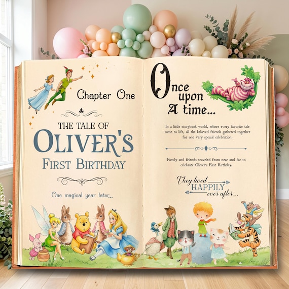 Once Upon A Time First Birthday Decor, Welcome Sign, A New Chapter Begins, One for the Books, Baby Shower, Book Backdrop, Storybook