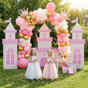 Large Pink 3 PC Castle Cutout, First Birthday, Fantasy, Princess Castle, Girls Baby Shower, Castle Backdrop