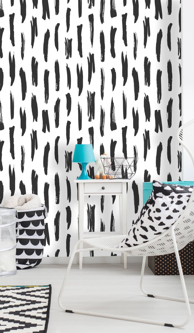Removable Wallpaper Mural Peel /& Stick Black and White Strokes