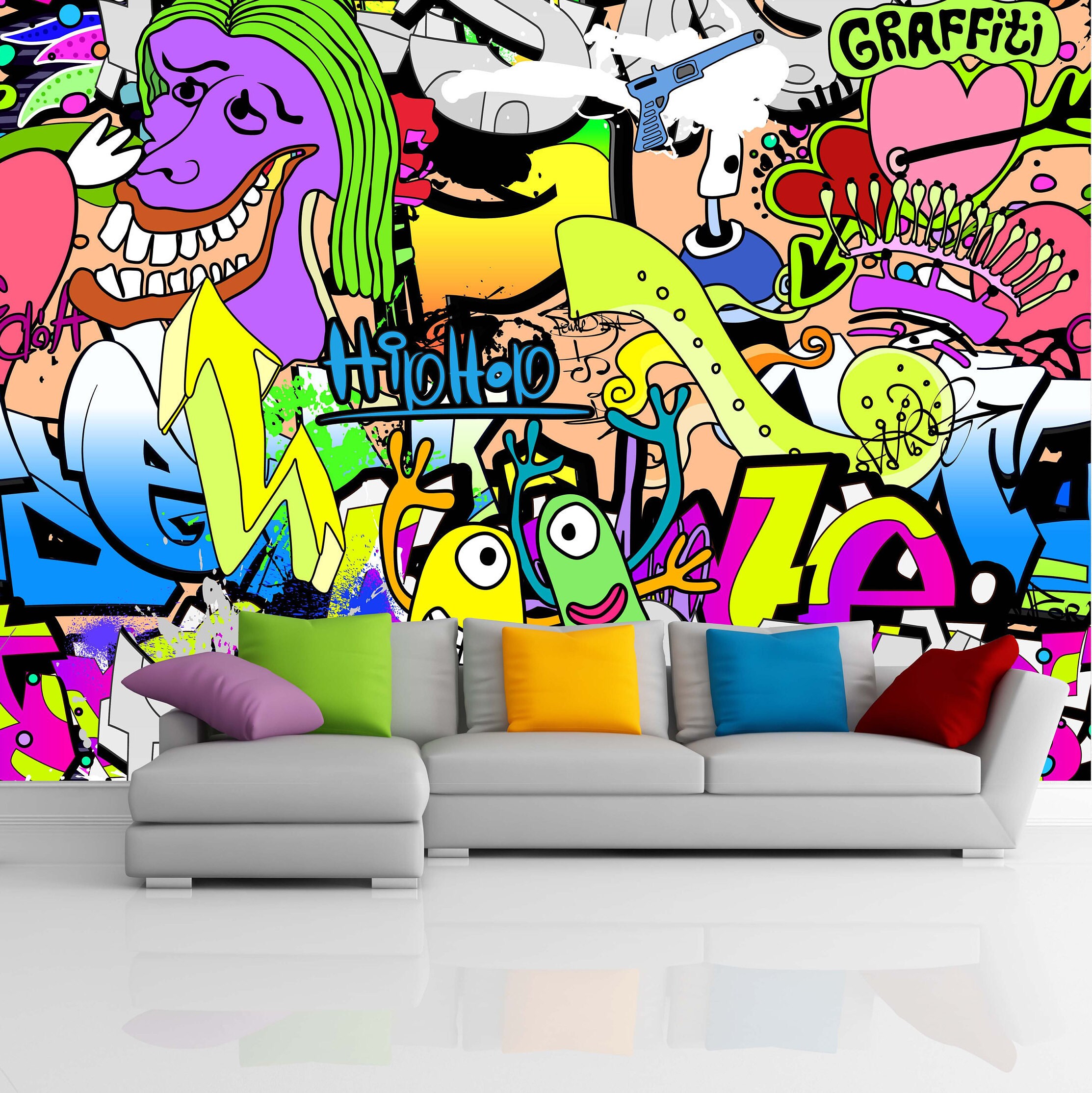Removable Wallpaper Mural Peel & Stick Graffiti Wall Urban Art - Etsy UK