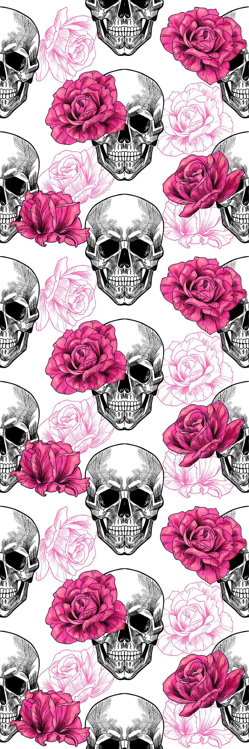 Removable Wallpaper Mural Peel & Stick Skull and Roses | Etsy
