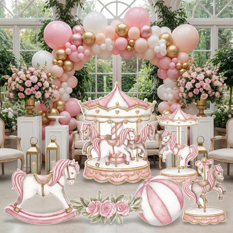 Carousel Cutout Prop, Carousel Party Decoration, Centerpieces Standee ...