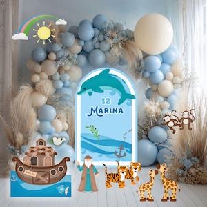 Noah’s Ark Cutouts Set, Noah&#39;s Ark Baptism, Christening Decoration, Baby Shower, First Communion, Noah&#39;s Ark Party Backdrop, 1st Birthday