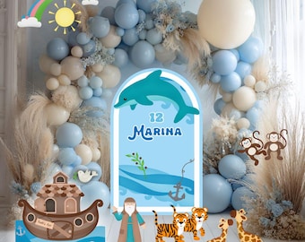 Noah’s Ark Cutouts Set, Noah's Ark Baptism, Christening Decoration, Baby Shower, First Communion, Noah's Ark Party Backdrop, 1st Birthday
