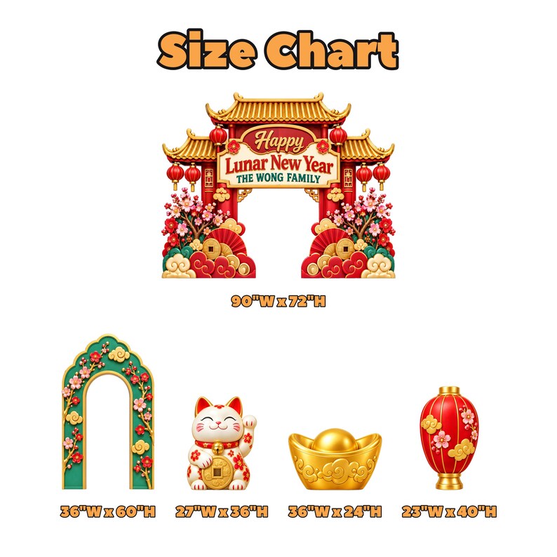 Lunar New Year Backdrop 2027, Personalized 3D Look Pagoda Gate Family ...
