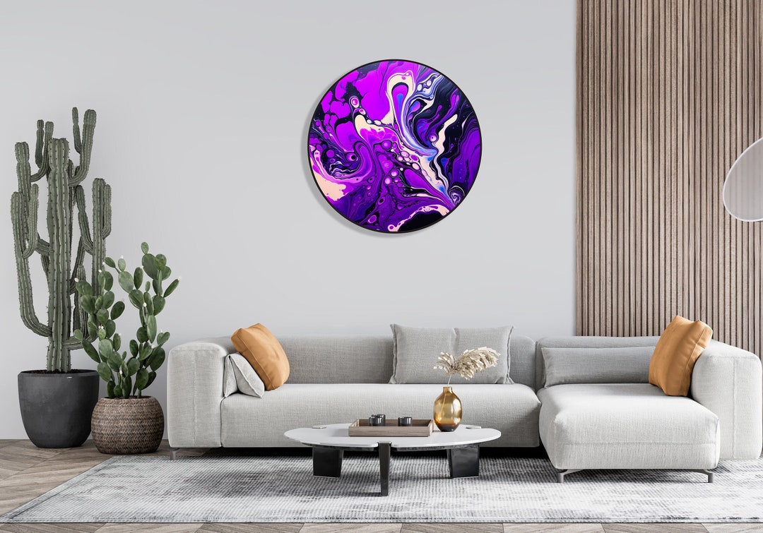 Purple Wall Decor LED Wall Art Illuminated Round Display Artwork
