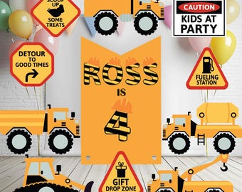 Construction Party Cutouts, Construction Baby Shower, Vehicles Props, Boys Birthday Decor, Construction Party Signs, Cars Centerpieces