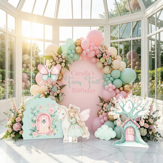 Pastel Fairy First Birthday Cutout, Whimsical Baby Shower, Fairytale, Princess, Centerpieces, Unicorn Party Props
