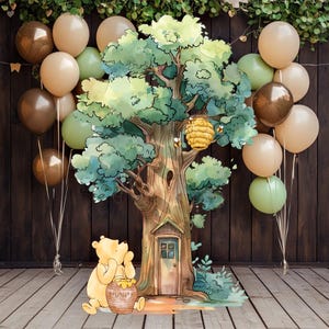 Decorazione classica con ritaglio di Winnie the Pooh, decorazione per baby shower, sfondo, cartello da giardino, orsetto, compleanno del bambino, orsetto classico, rivelazione del sesso