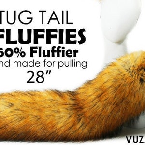 red fox tail TUG TAIL cat tail clip on tail fluffies tail cosplay tail kitten tail fluffy tail furry tail petplay tail anime mature VUZARA