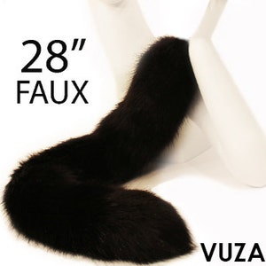 black fox tail black cat tail black kitty tail black kitten tail black tail neko tail cosplay tail black cat costume clip on mature VUZARA