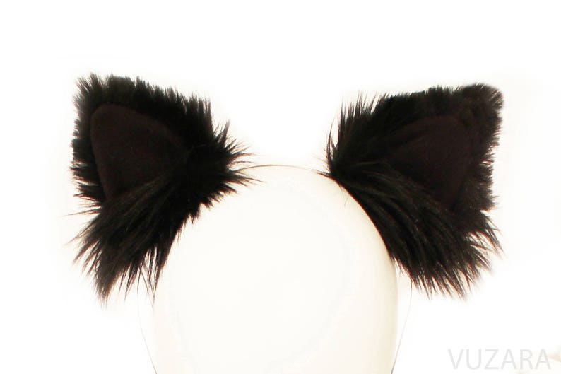 black cat ears black kitty ears black kitten ears cat headband ears faux ears neko ears cosplay ears cat costume kawaii ears kitty cat ears image 1