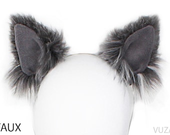 cat ears kitty ears kitten ears cat headband ears faux ears neko ears cosplay ears cat costume kawaii ears kitty cat ears grey gray ears