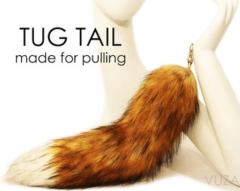 cosplay tail red fox tail TUG TAIL kitsune tail cat tail kitten tail cosplay tail fluffy tail furry tail petplay tail anime tail tails tail