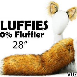 fox tail and ears set cat tail and ears set FLUFFIES tail fox ears cat ears cosplay tail fluffy tail furry tail petplay tail mature VUZARA