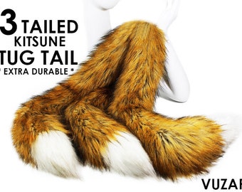 kitsune fox tail 3 tailed kitsune tail cosplay red fox kitsune fox cat TUG TAIL cat tail kitten tail cosplay tail fluffy petplay cat VUZARA