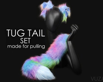 fox tail cosplay tail cosplay ears galaxy kitsune TUG TAIL fox cat tail kitten tail cosplay tail fluffy tail Vuzara cat petplay tail costume