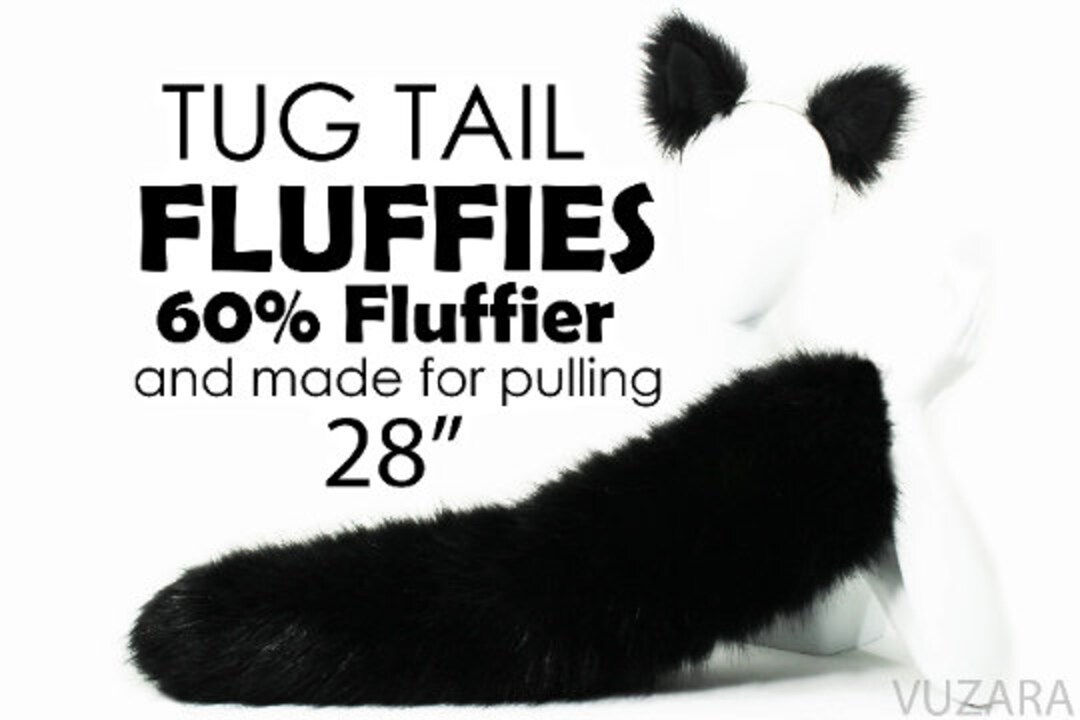 Black Cat Tail and Ears Set Black Fox Tail and Ears Set TUG TAIL
