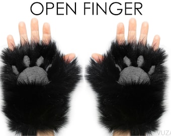 Patas de disfraz Patas de disfraz de gato negro Patas negras Patas de mano Patas de gato Patas de zorro Patas de cachorro Patas de lobo Patas de disfraz Patas peludas Guantes de pata Patas de animales