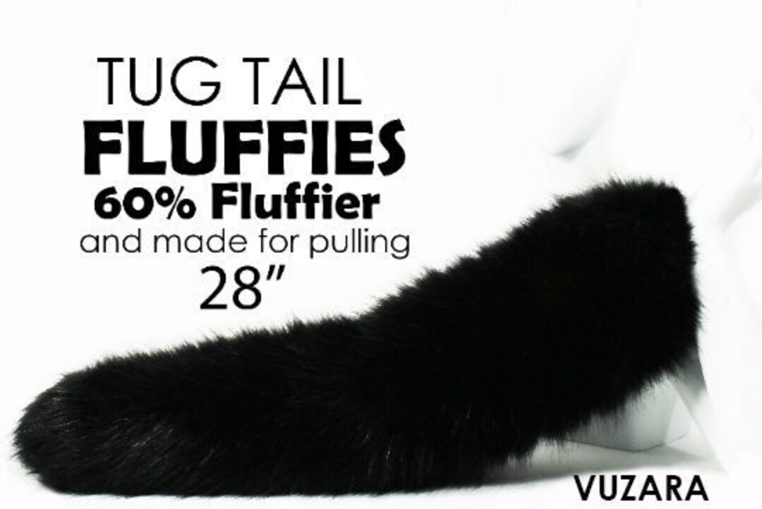 Black Fox Tail Black Cat Tail TUG TAIL Fluffies Kitten Tail Cosplay Tail Fluffy Tail Furry Tail