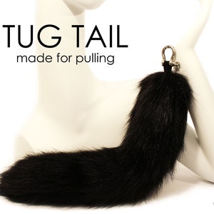 fox tail black tail cosplay tail TUG TAIL kitsune tail black cat tail kitten tail cosplay tail fluffy tail furry tail cat petplay tail anime