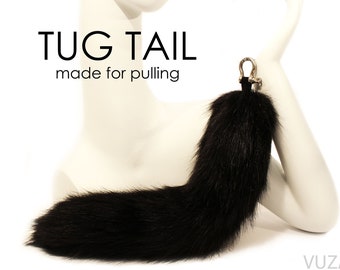 fox tail black tail cosplay tail TUG TAIL kitsune tail black cat tail kitten tail cosplay tail fluffy tail furry tail cat petplay tail anime