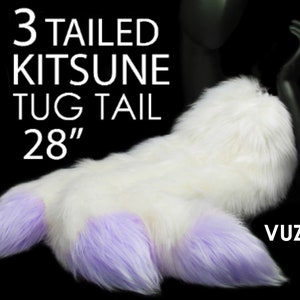 kitsune fox tail 3 tailed kitsune tail cosplay fox tail kitsune fox cat TUG TAIL cat tail kitten tail cosplay tail fluffy petplay cat VUZARA