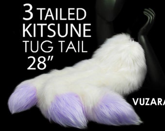 kitsune fox tail 3 tailed kitsune tail cosplay fox tail kitsune fox cat TUG TAIL cat tail kitten tail cosplay tail fluffy petplay cat VUZARA