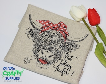 Highland Heifer Cow Embroidery Design