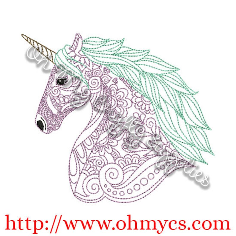 Henna Unicorn Embroidery Design Etsy