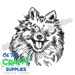 Sketch Pomeranian Without Bow Embroidery Design