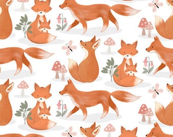 Baby In Bloom White Multi Fox Trot Flannel 1/2 yard