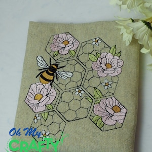Floral Bee Combs Embroidery Design