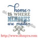 Home is where memories are made embroidery design