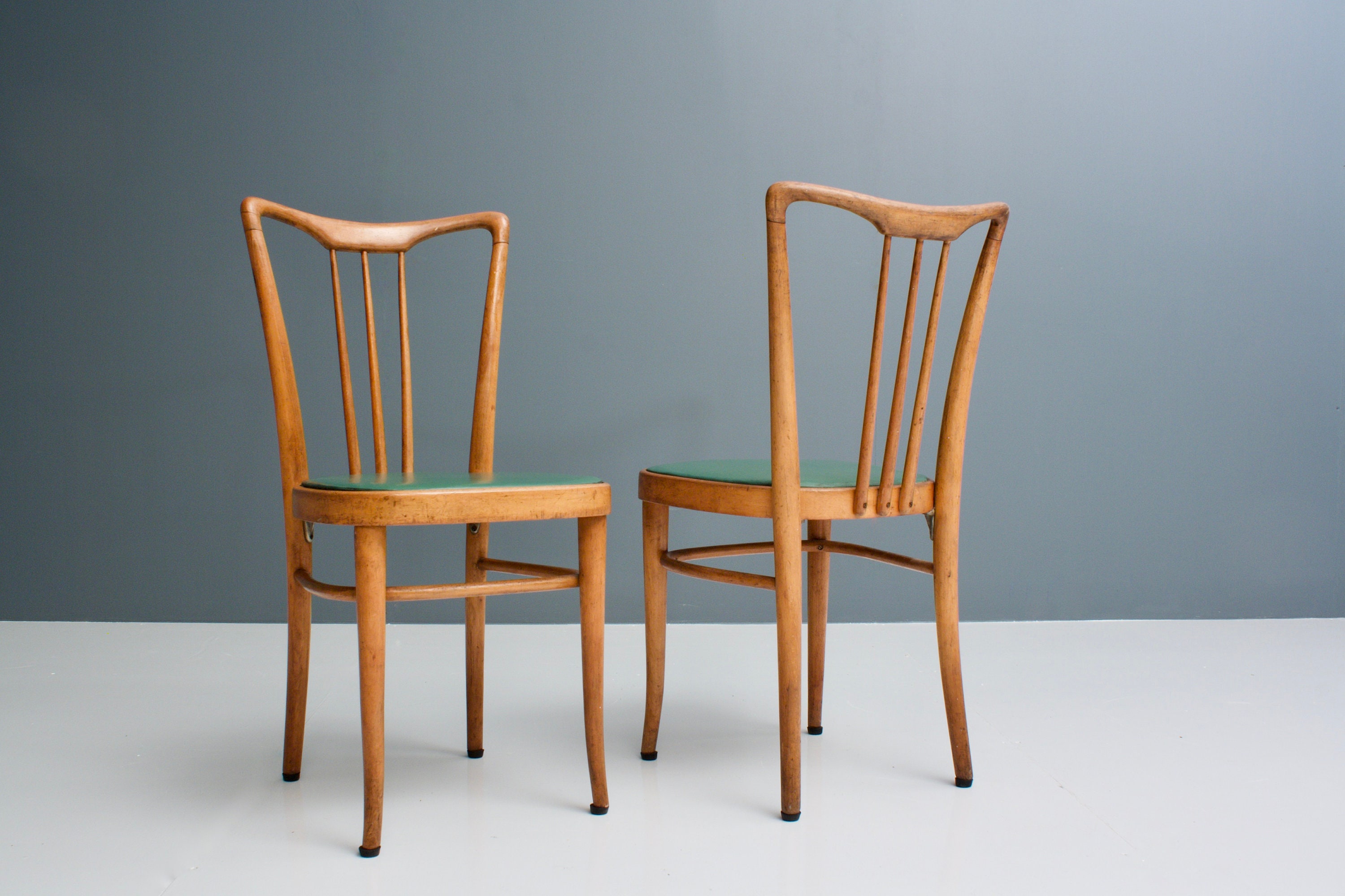 Conjunto de 6 sillas de comedor en madera y cuero sintético | Etsy