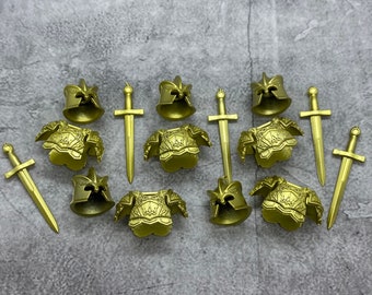 5-pack Elf Knight Armor Set Gold lot for lego Minifigures | ConA6949 |  Minifigure NOT included | DIY Gondor Blocks Compatible