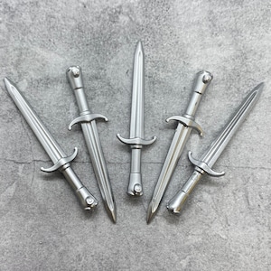 5er Pack Morning Knight Sword Silber Lot für lego Minifiguren | C70960 |  Minifigur NICHT Enthalten Blocks Kompatibles Waffenzubehör
